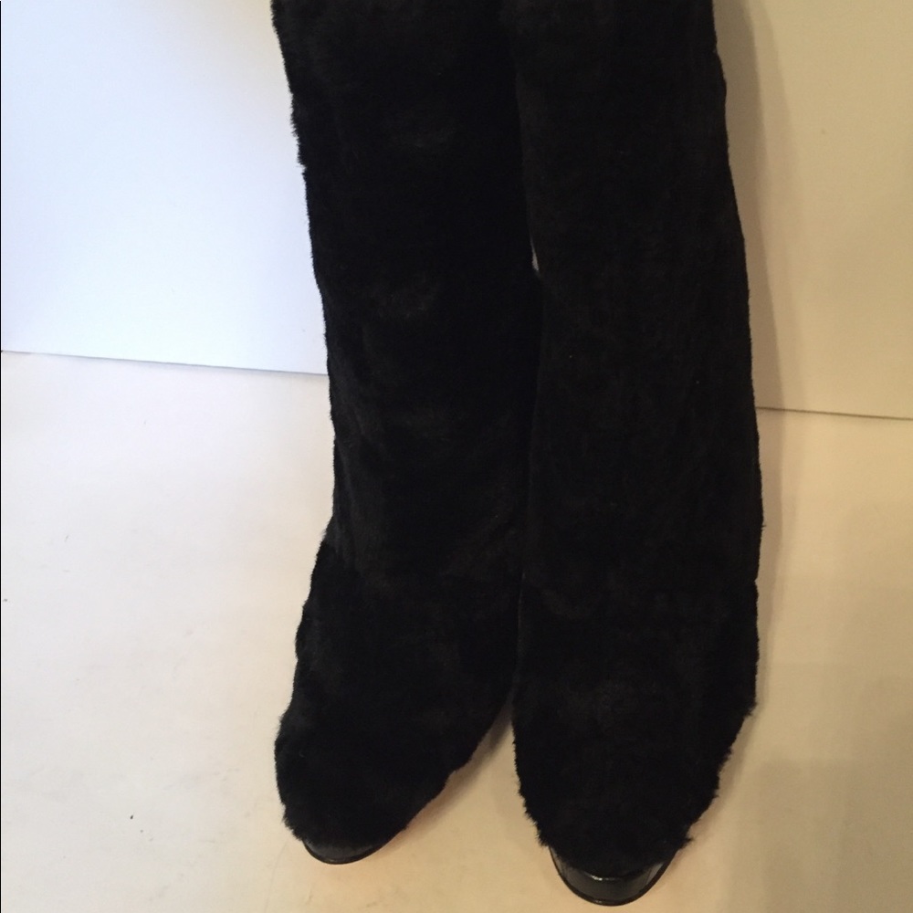 TITTI DELL ‘ACQUA BOOTS HEELS BLACK LAMB FUR LEATHER ITALY SIZE 37 6.5 - Picture 5 of 8